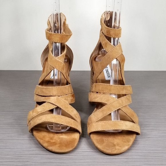 Steve Madden July Cage Sandal, Tan Suede, Womens Size 8.5 M - Picture 2 of 9